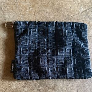 Givenchy Black embroidered G Embossed Clutch makeup bag